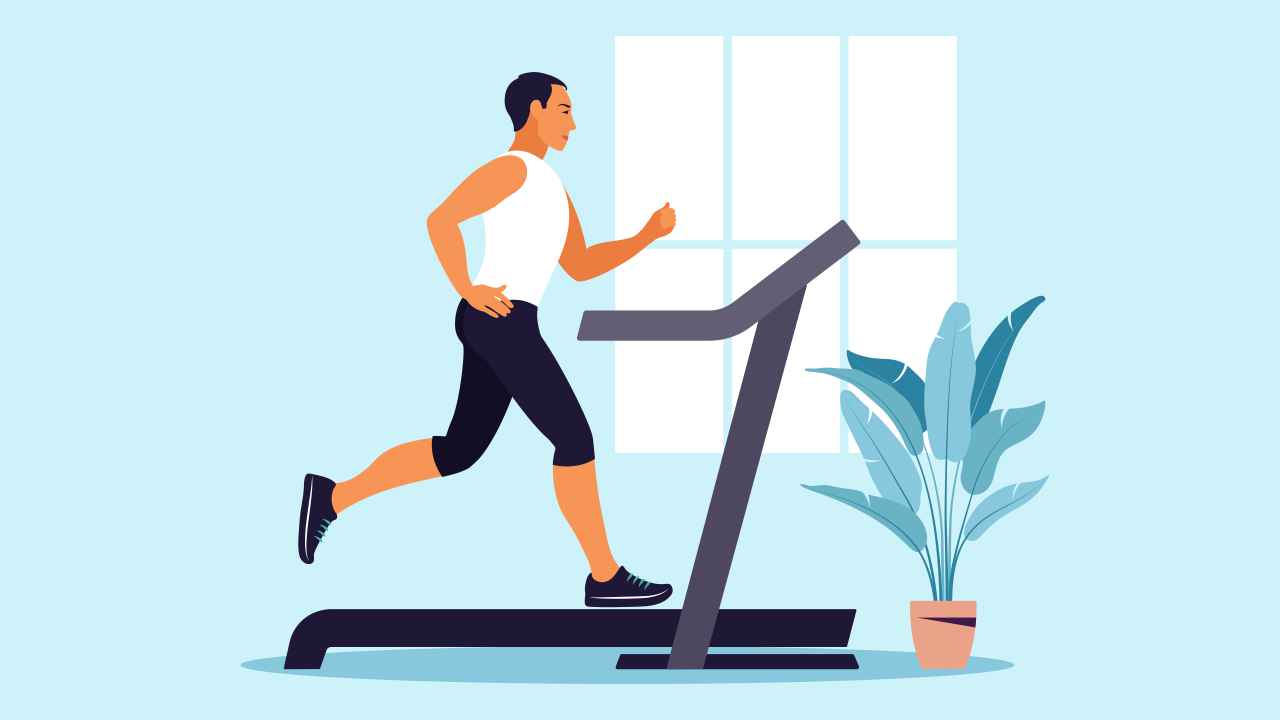 A man running on a treadmill