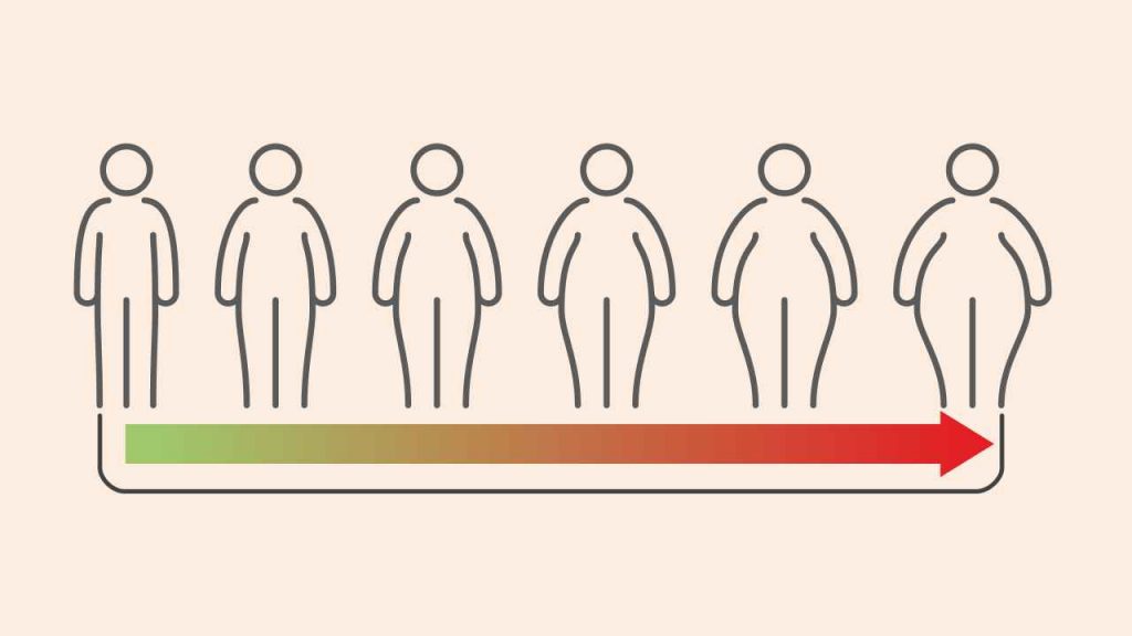 Visual depection showcasing the journey of a person getting fat