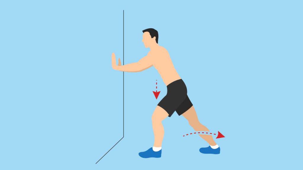 Exercises to stretch the triceps surae and Achilles tendon: Standing calf stretch